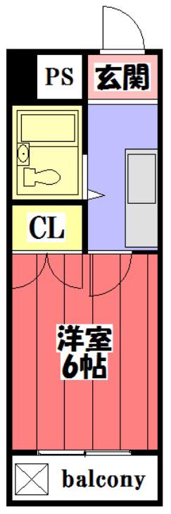 丸忠ハイツ春岡(ワンルーム/3階)の間取り写真