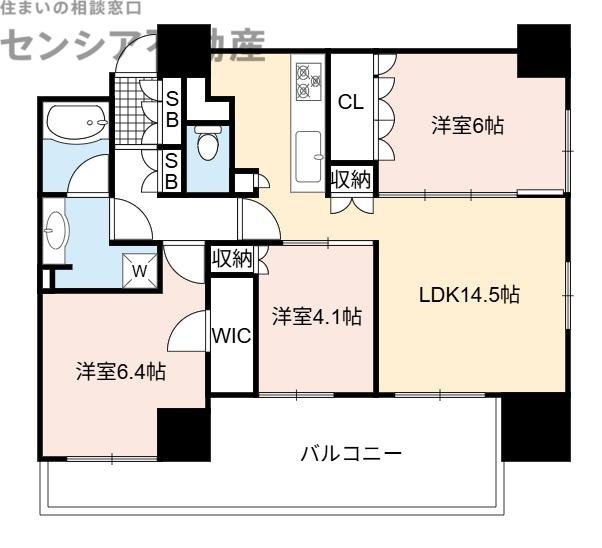 ブランニードタワー城東中央(3LDK/12階)の間取り写真