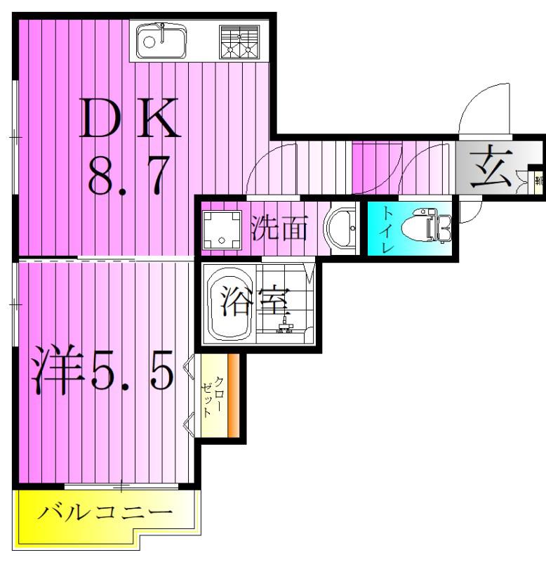 ボヌールメゾン(1DK/1階)の間取り写真