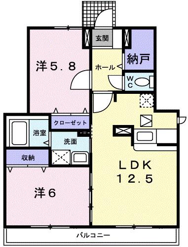 エトワール・F(2LDK/1階)の間取り写真