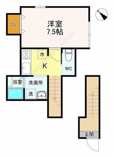 ブラン東照宮I(1K/2階)の間取り写真