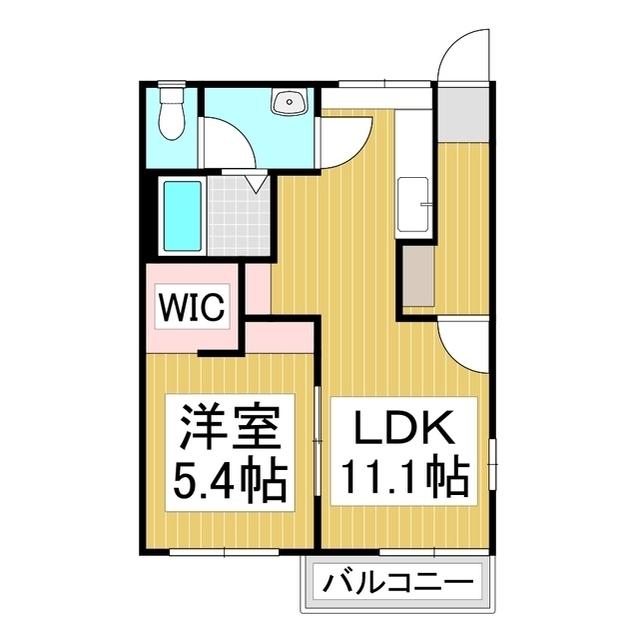 富貴原ハイツD(2K/2階)の間取り写真