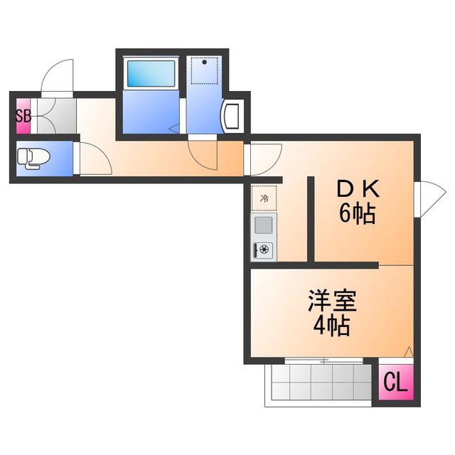 カーサフォルトゥナート堺石津駅前(1LDK/2階)の間取り写真