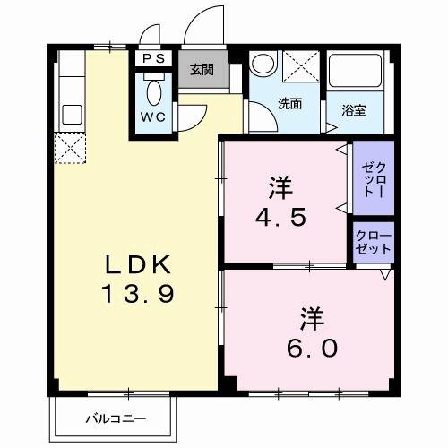 スカイハイツ(2LDK/2階)の間取り写真