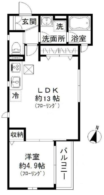 ビットリア(1LDK/1階)の間取り写真