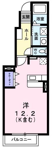 アクティブI(ワンルーム/1階)の間取り写真