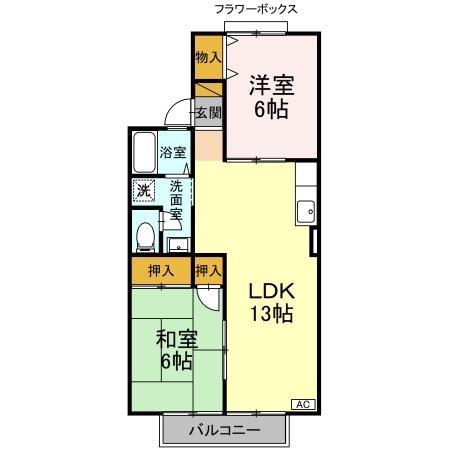 サンウエスト(2LDK/1階)の間取り写真