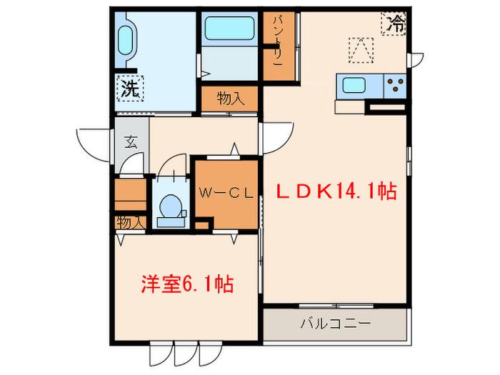 ラムリテン(1LDK/1階)の間取り写真