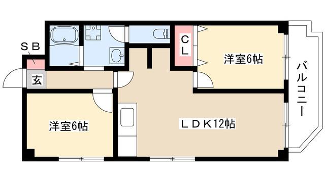 メゾン白鳥(2LDK/2階)の間取り写真