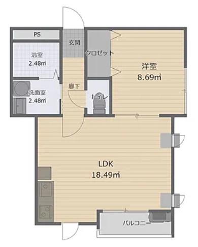 ラウレア本中山(1LDK/2階)の間取り写真