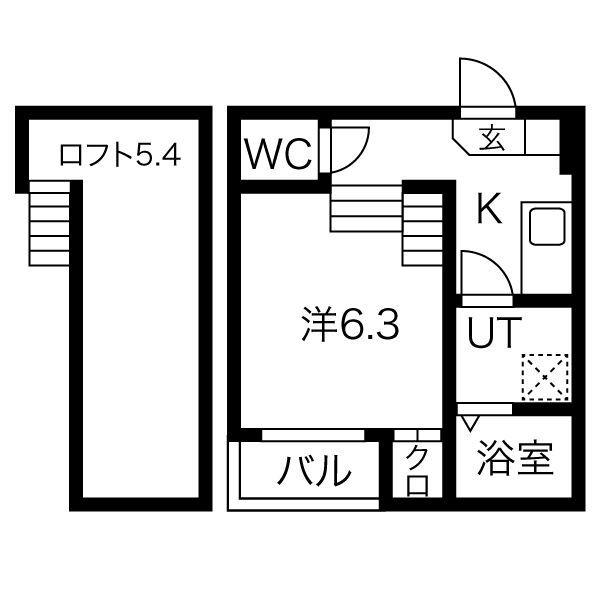 プティ ヴェナール(1K/1階)の間取り写真