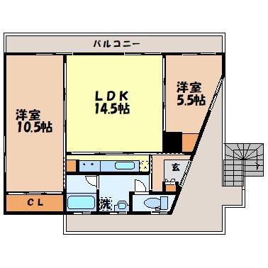 プライムマンション文教(3SK/5階)の間取り写真