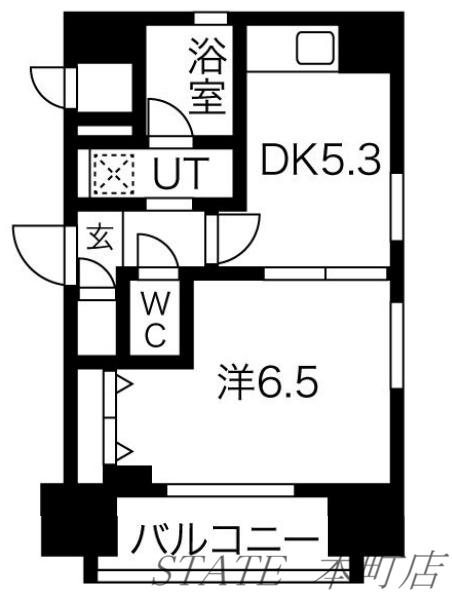 エステムコート大阪新町(1DK/8階)の間取り写真