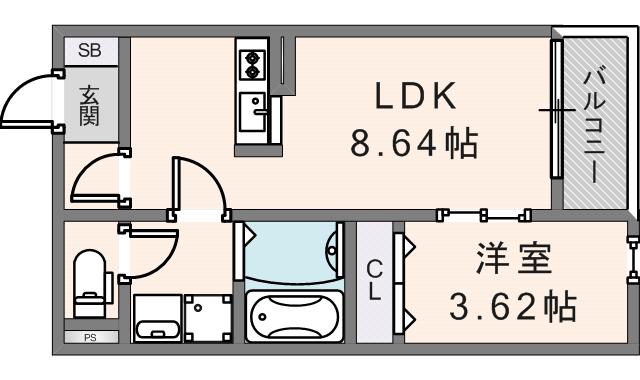 FSTYULE東大阪本庄2号館(1LDK/1階)の間取り写真