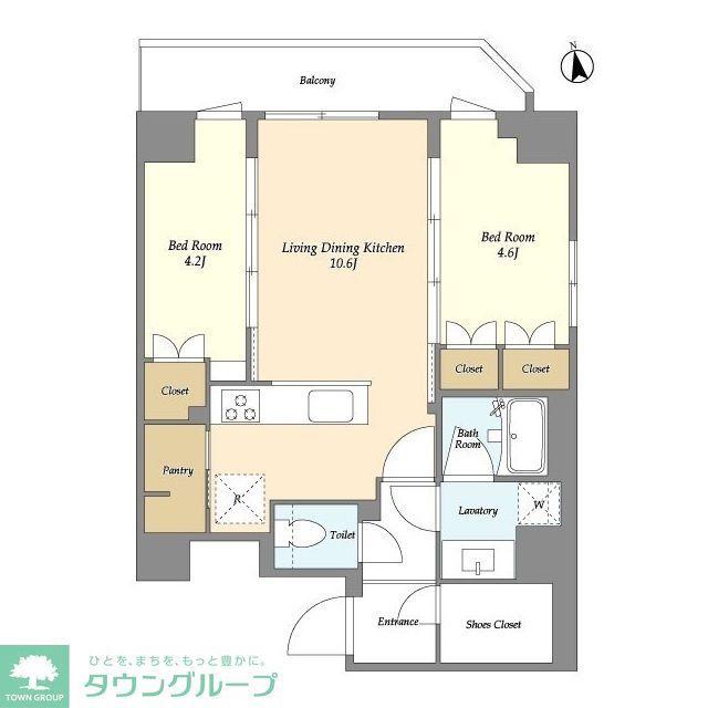 クラリティア上野稲荷町(1LDK/13階)の間取り写真