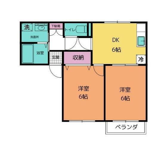ハウス・アルベルティB(2DK/1階)の間取り写真