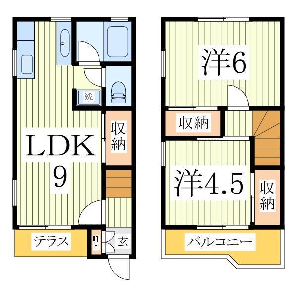 シャルム江戸川台B棟(2LDK/1階)の間取り写真