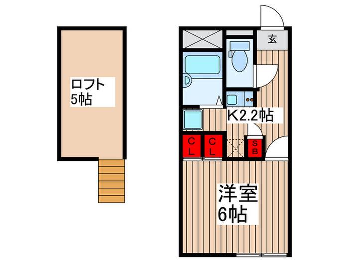 西武新宿線 武蔵関駅 徒歩17分 2階建 築19年(1K/1階)の間取り写真