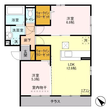 アミティエI(2LDK/2階)の間取り写真