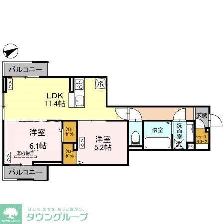 カーサ アルマ(2LDK/3階)の間取り写真