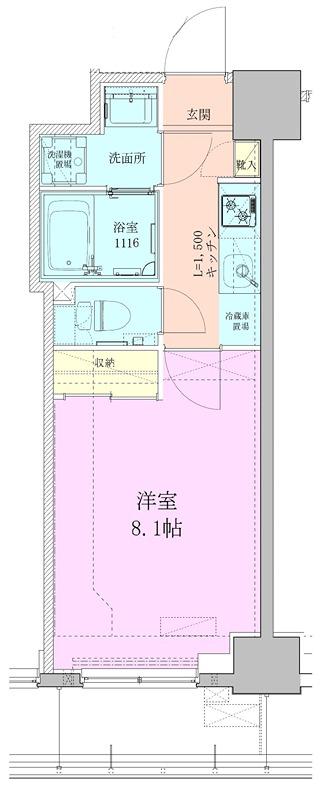 八丁堀レジデンス壱番館(1K/5階)の間取り写真