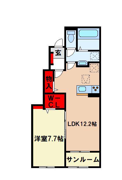 ミルキー ウェイ 壱番館(1LDK/1階)の間取り写真