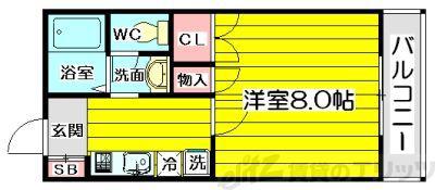 ドミトリオ仁王田(1K/2階)の間取り写真