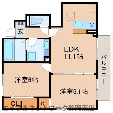 ウィット赤塚橋 B(2LDK/1階)の間取り写真