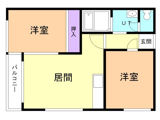 サンライズハイツ(2LDK/3階)の間取り写真
