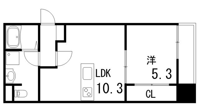 ディアさくら夙川(1LDK/2階)の間取り写真