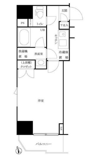 ルーブル新宿原町(1K/4階)の間取り写真