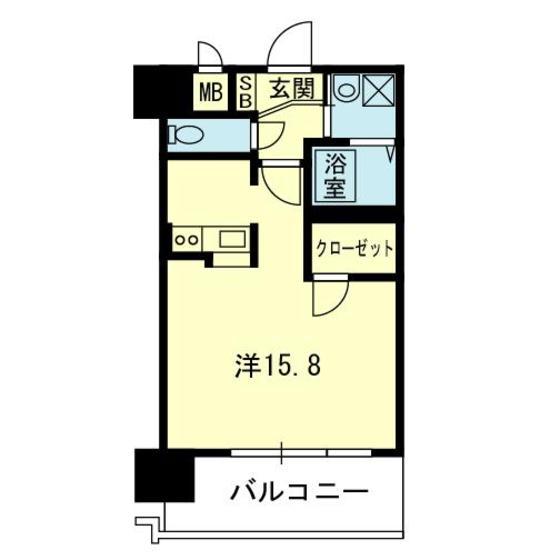ライズ熊大病院前II(1K/2階)の間取り写真