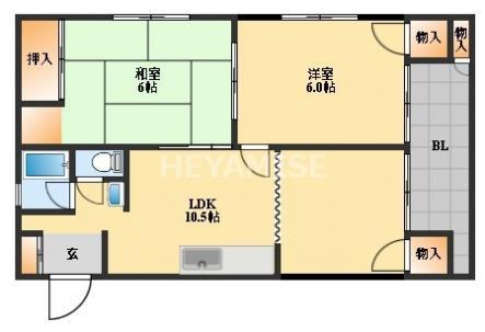 寺田マンション(2LDK/4階)の間取り写真