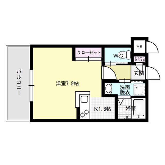 ソレイユ曙(ワンルーム/1階)の間取り写真