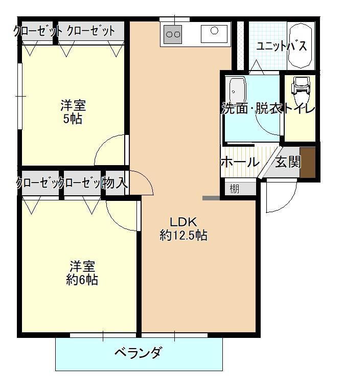 ルイール一番館(2LDK/2階)の間取り写真