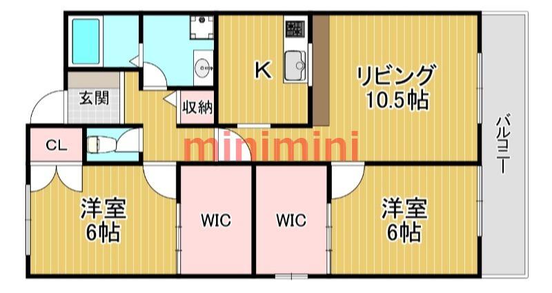 ディアパゾン(2LDK/2階)の間取り写真