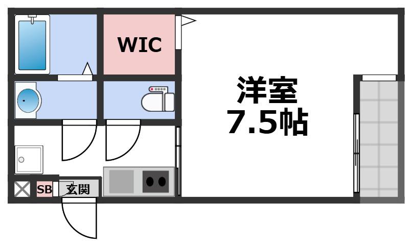 CASA南巽ウエスト(1K/1階)の間取り写真