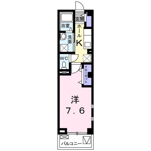 ヒルメゾン(1K/2階)の間取り写真