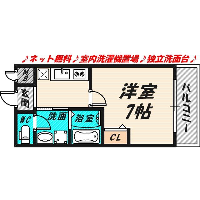 パーラム関目(1K/2階)の間取り写真