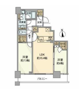 クレストタワー品川シーサイド(2LDK/13階)の間取り写真