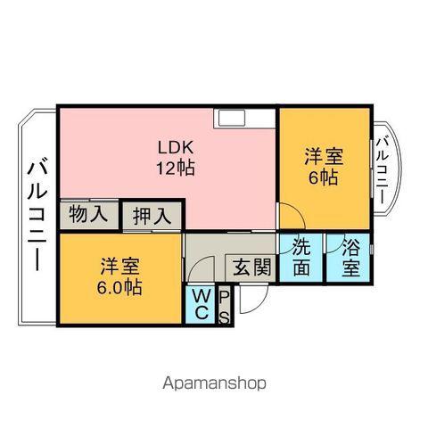 グランメール幸(2LDK/1階)の間取り写真