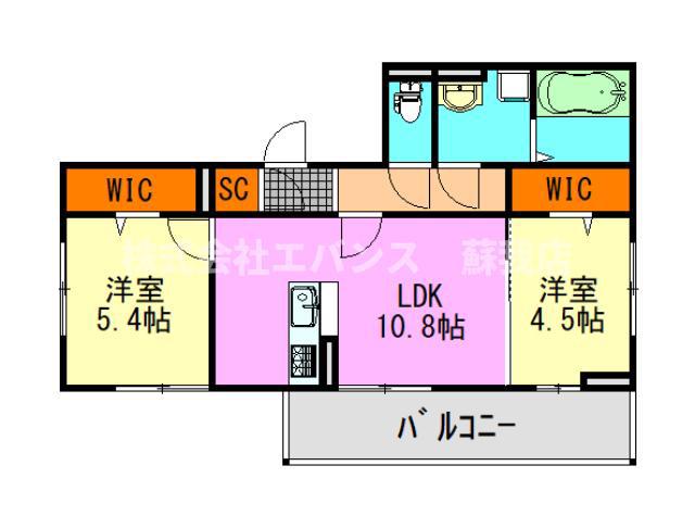 D-SOLACE末広4丁目(2LDK/1階)の間取り写真