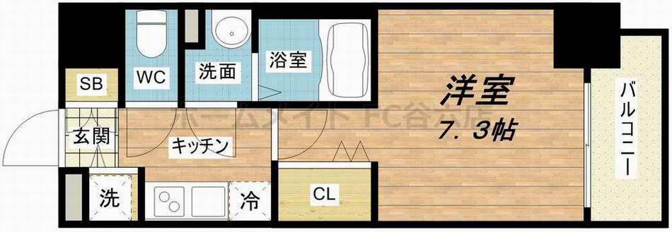 LUXE天神橋(1K/13階)の間取り写真