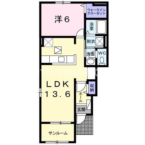 フレーシュ(1LDK/1階)の間取り写真