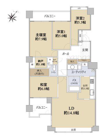 新さっぽろシティハウス(4LDK/2階)の間取り写真
