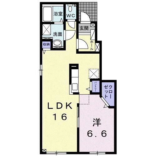クレア ベレット(1LDK/1階)の間取り写真