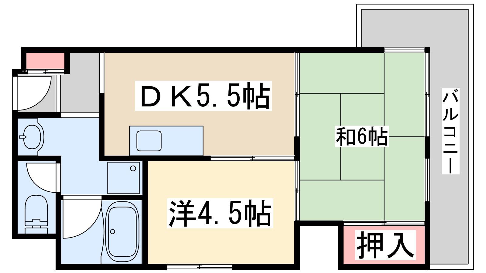 ゆたかコーポ(2DK/5階)の間取り写真