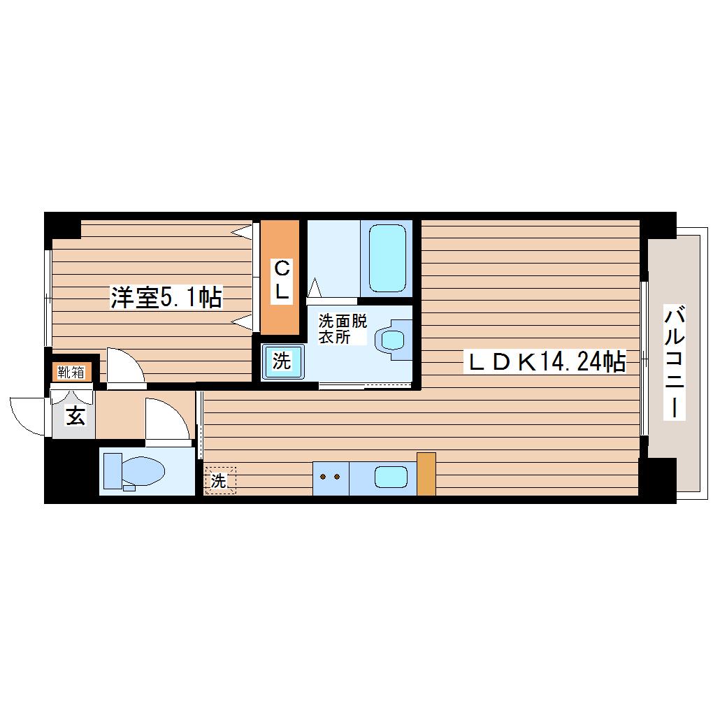 西多賀パークビル(1LDK/3階)の間取り写真