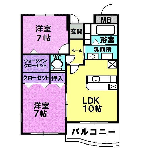 パラッツオ白山(2LDK/4階)の間取り写真