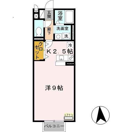 コンフォールM(ワンルーム/2階)の間取り写真